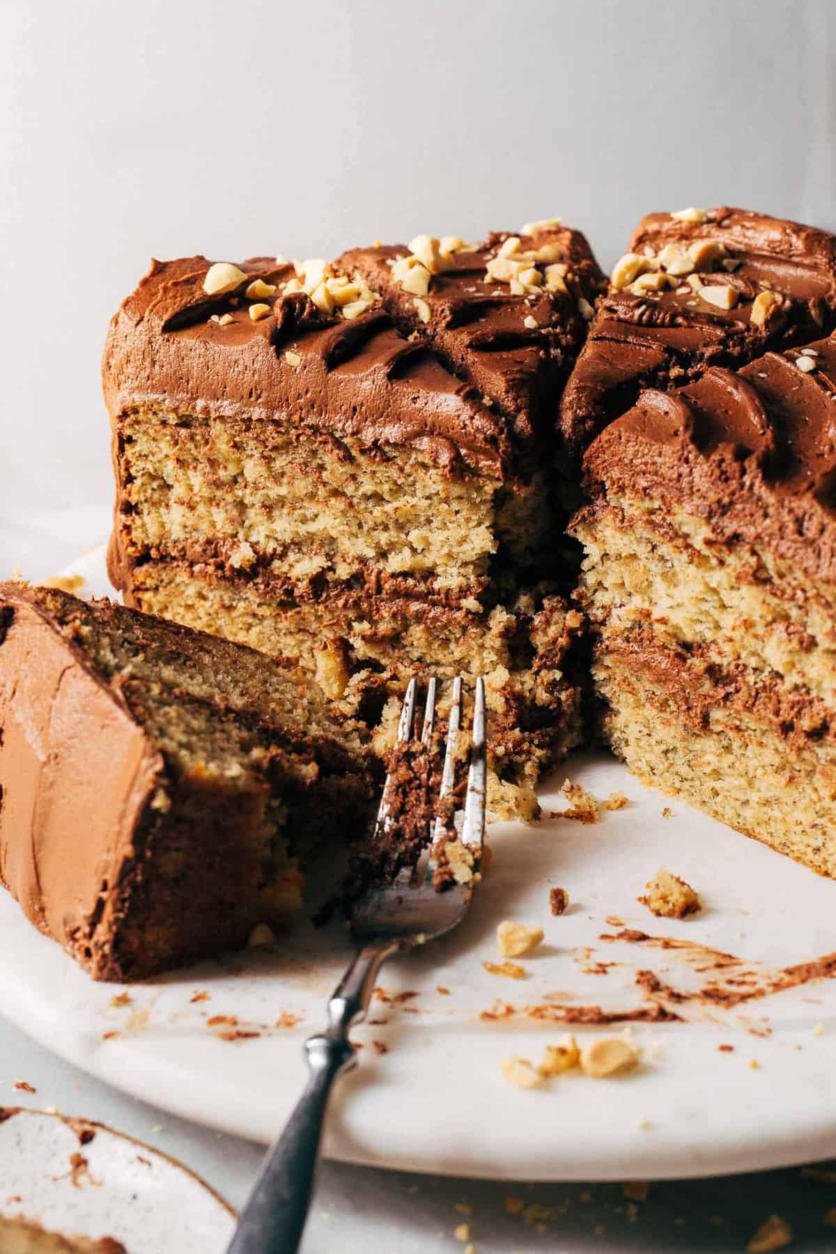 Amazingly Moist Chocolate Banana Cake with Irresistible PB Frosting